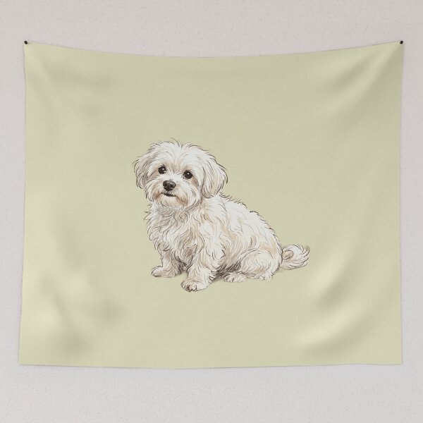 Item preview, Sweet White Fluffy Dog Hand-Drawn Sketch designed and sold by TaiwanMemory.