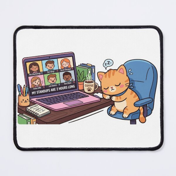 Item preview, Funny Developer Gift My Standups Are 2 Hours Long Cat  Falling Asleep Meeting Humor Shirt Programmer Gift designed and sold by Dev Mode.