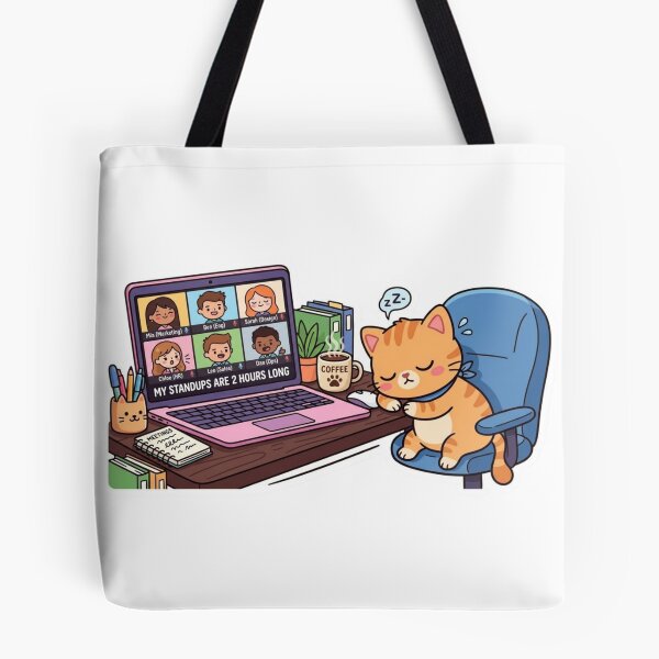 Item preview, Funny Developer Gift My Standups Are 2 Hours Long Cat  Falling Asleep Meeting Humor Shirt Programmer Gift designed and sold by Dev Mode.