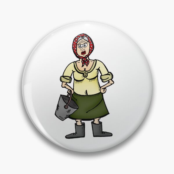Item preview, Funny Ukrainian Baba with Bucket Cartoon – Cute Village Chore Queen designed and sold by MyxaART.