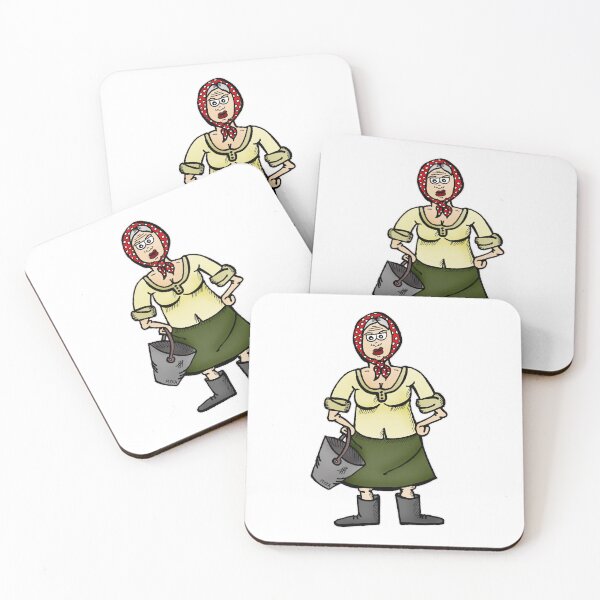 Item preview, Funny Ukrainian Baba with Bucket Cartoon – Cute Village Chore Queen designed and sold by MyxaART.