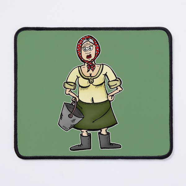 Item preview, Funny Ukrainian Baba with Bucket Cartoon – Cute Village Chore Queen designed and sold by MyxaART.