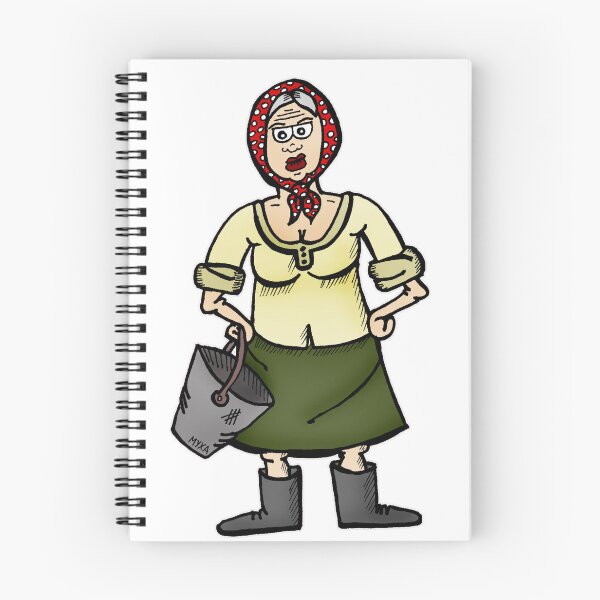 Item preview, Funny Ukrainian Baba with Bucket Cartoon – Cute Village Chore Queen designed and sold by MyxaART.