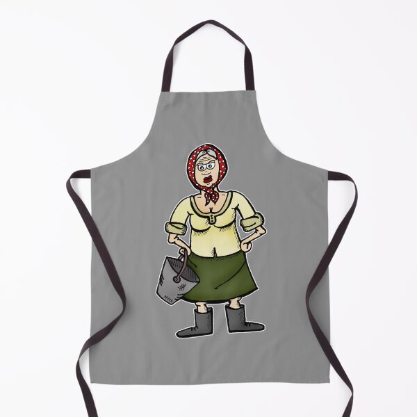 Item preview, Funny Ukrainian Baba with Bucket Cartoon – Cute Village Chore Queen designed and sold by MyxaART.