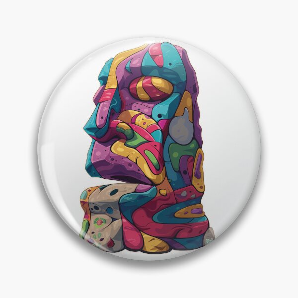 Item preview, Psychedelic Moai Statue Art Print Abstract Easter Island Monolithic Poster designed and sold by DesignArtist.ia.