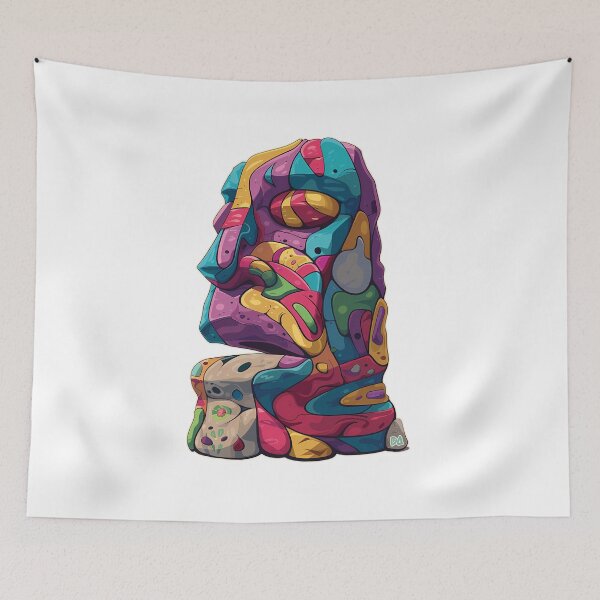 Item preview, Psychedelic Moai Statue Art Print Abstract Easter Island Monolithic Poster designed and sold by DesignArtist.ia.