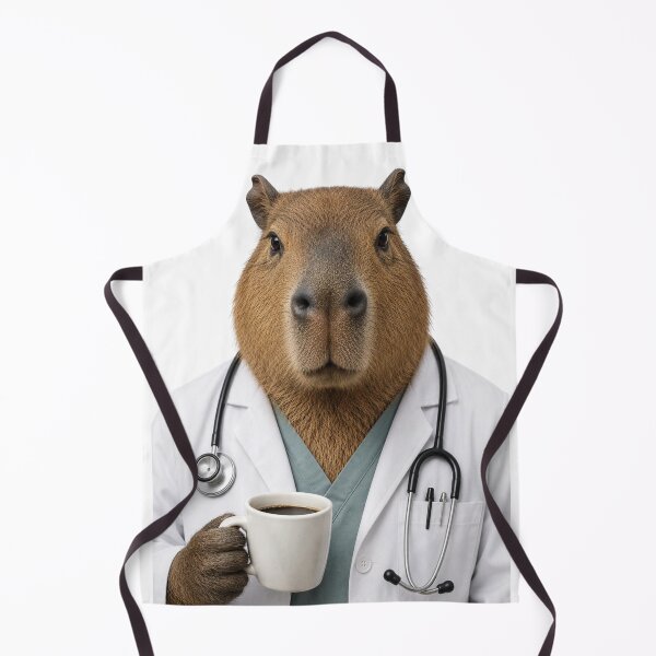 Item preview, Tired Capybara Doctor with Coffee designed and sold by Factodesigns.