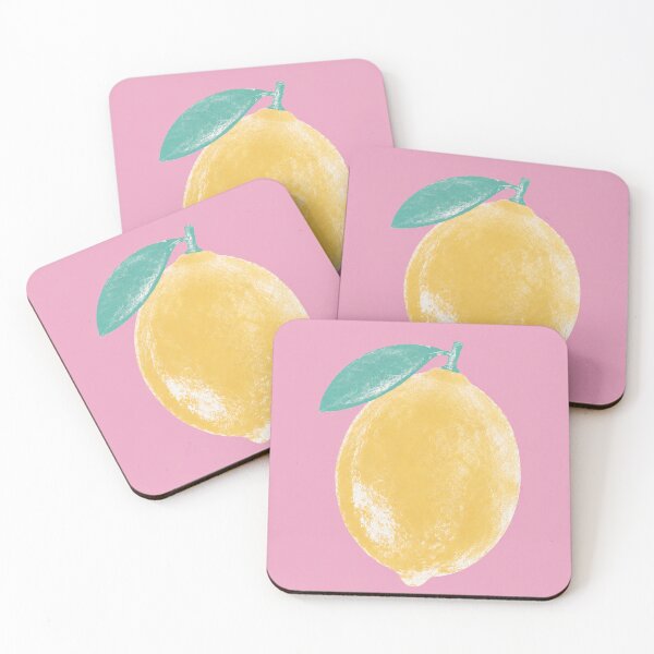 Item preview, Retro Lemon Print – Bold Citrus Block Print Pink Teal designed and sold by bosamji.