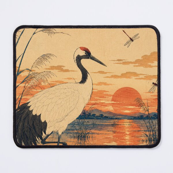 Item preview, Crowned Crane Marsh - Vintage Japanese Nature Ukiyo-e Woodblock designed and sold by bapupa.