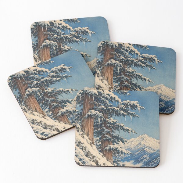 Item preview, Icy Cedar Peak - Vintage Japanese Nature Ukiyo-e Woodblock  designed and sold by bapupa.