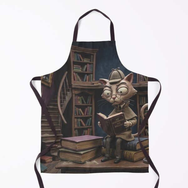 Item preview, Detective Cat reads in the mysterious Dark Academia library designed and sold by Mauswohn.