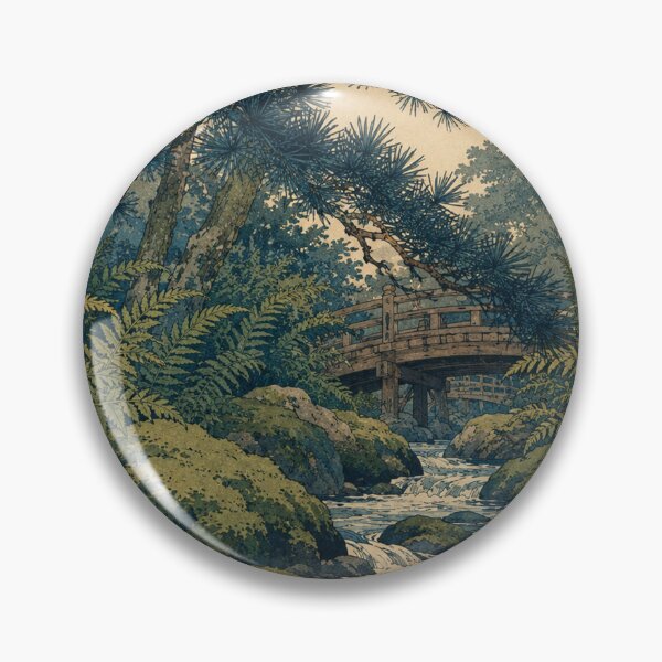 Item preview, Mossy Stone Brook - Vintage Japanese Nature Ukiyo-e Woodblock  designed and sold by bapupa.