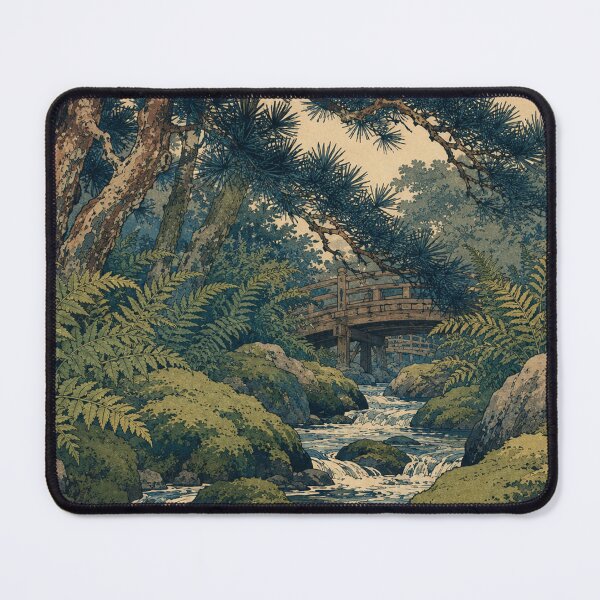Item preview, Mossy Stone Brook - Vintage Japanese Nature Ukiyo-e Woodblock designed and sold by bapupa.
