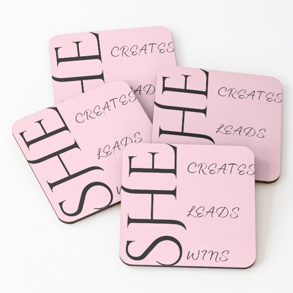 Item preview, SHE Creates Leads Wins | Black Vertical Elegant Typography designed and sold by Typomuse-studio.