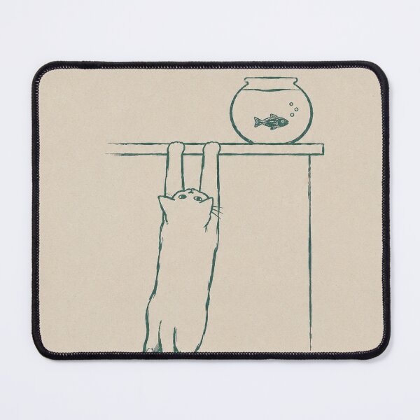 Item preview, Cat Hanging Off Shelf Stalking Goldfish Bowl – Funny Cat Print designed and sold by bosamji.