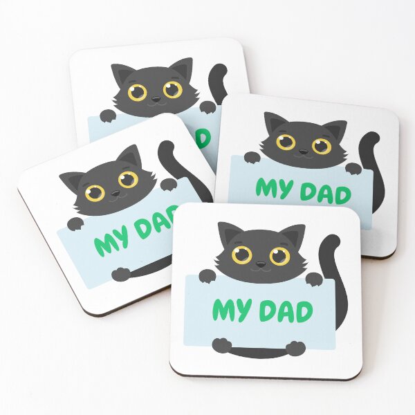 Item preview, Cute Black Cat Holding Sign My Dad designed and sold by SoftAuraStudi0.