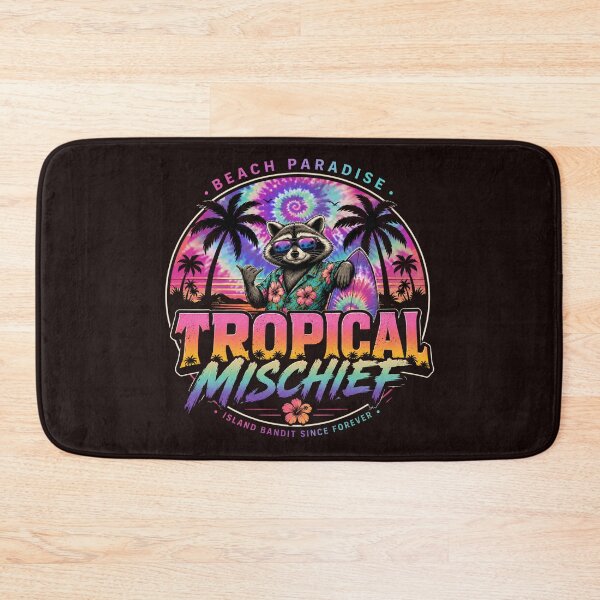 Item preview, Tropical Mischief Raccoon | Beach Paradise Retro Tie Dye Surf Design designed and sold by HOUSE OF TIST.