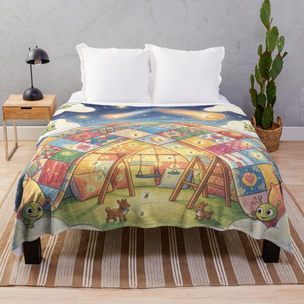 Item preview, Magical blanket castle in space with comets, aliens and glowing children's bedroom fantasy designed and sold by FotoworldEdel.