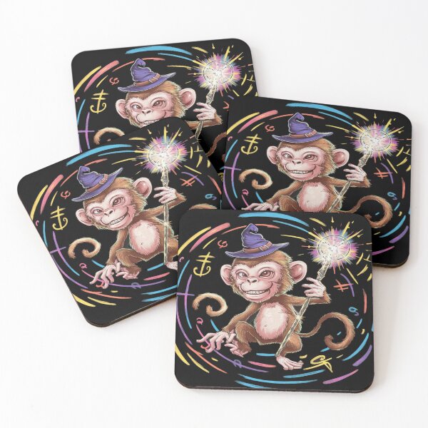 Item preview, Cute Wizard Monkey with Magic Wand | Fantasy Animal Art designed and sold by TopDesignHut.