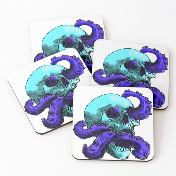 Item preview, Octo skull blue designed and sold by dusty raccoon.