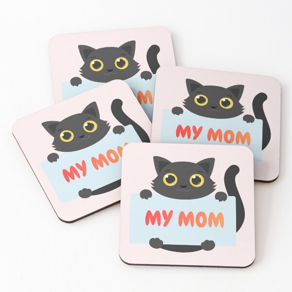 Item preview, Cute Black Cat Holding Sign My Mom designed and sold by SoftAuraStudi0.
