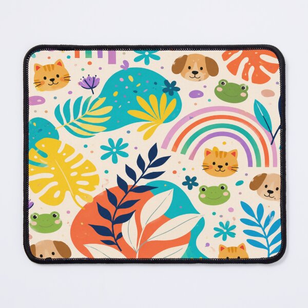 Item preview, Cute Cat Frog Dog Tropical Floral Rainbow Pattern iPhone Case designed and sold by ArtoryNest.