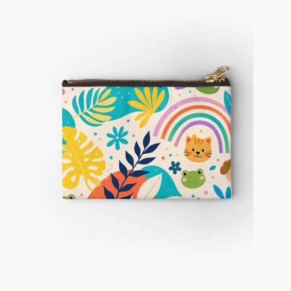 Item preview, Cute Cat Frog Dog Tropical Floral Rainbow Pattern iPhone Case designed and sold by ArtoryNest.