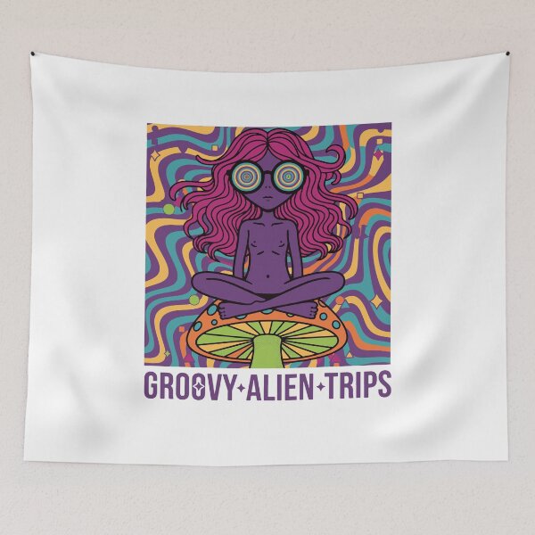 Item preview, Trippy Festival Groovy Alien Trips Mushroom designed and sold by LuminOrb.