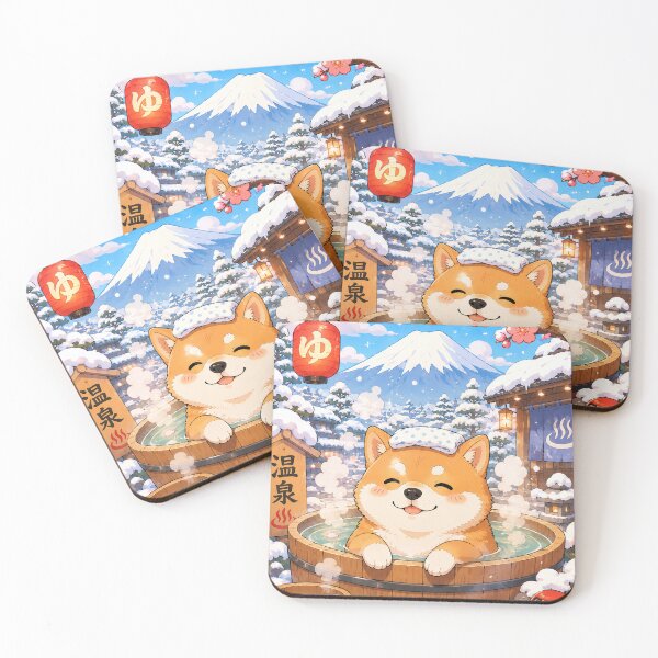 Item preview, Relaxing Shiba Inu Onsen Poster | Kawaii Japan Hot Spring Anime Art designed and sold by kawaii animal store (in Japan).