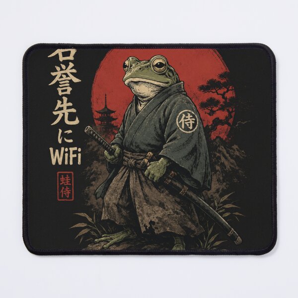 Item preview, Frog Samurai – Honor Before WiFi | Japanese Ukiyo-e Style Funny Frog T-Shirt designed and sold by Tanu Biswas.