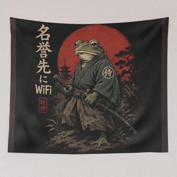 Item preview, Frog Samurai – Honor Before WiFi | Japanese Ukiyo-e Style Funny Frog T-Shirt designed and sold by Tanu Biswas.