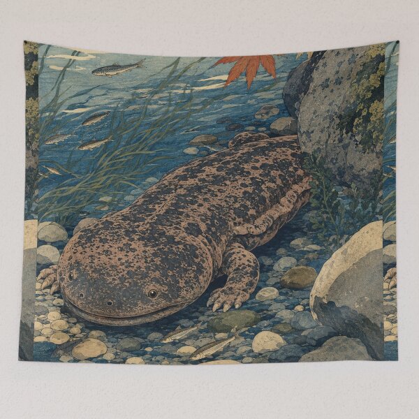 Item preview, Giant Salamander Creek - Vintage Japanese Wildlife Ukiyo-e Woodblock  designed and sold by bapupa.
