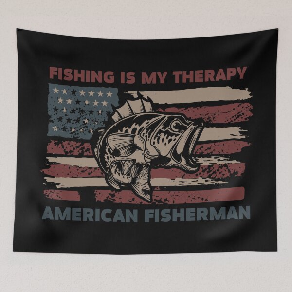 Item preview, Fishing Is My Therapy American Fisherman Bass Flag designed and sold by Gravelpeak Co..