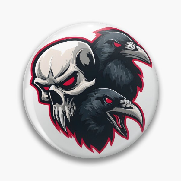 Item preview, Two Black Ancient Evil Ravens Skull Emblem designed and sold by GrinGalore.