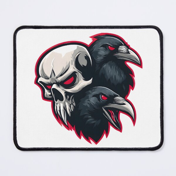 Item preview, Two Black Ancient Evil Ravens Skull Emblem designed and sold by GrinGalore.
