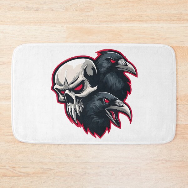 Item preview, Two Black Ancient Evil Ravens Skull Emblem designed and sold by GrinGalore.