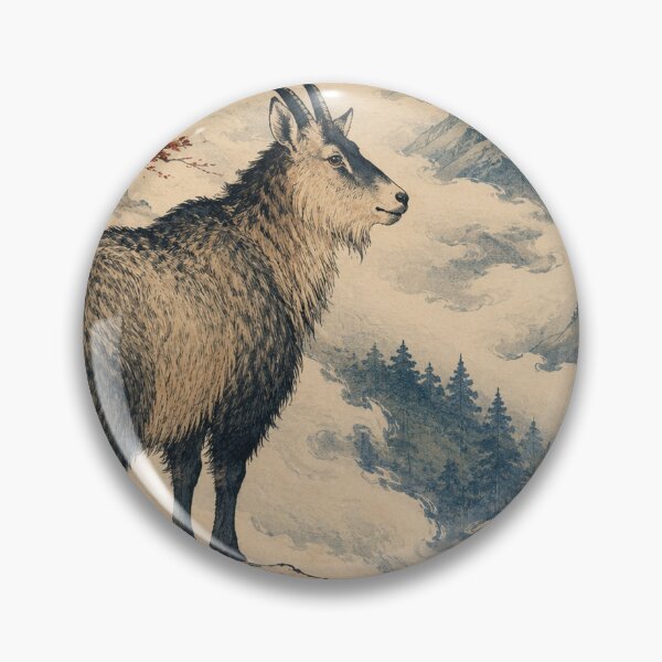 Item preview, Serow of the Mist - Vintage Japanese Wildlife Ukiyo-e Woodblock  designed and sold by bapupa.