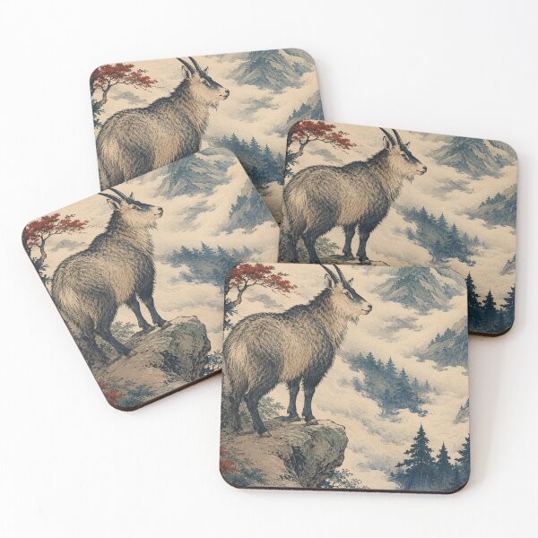 Item preview, Serow of the Mist - Vintage Japanese Wildlife Ukiyo-e Woodblock  designed and sold by bapupa.