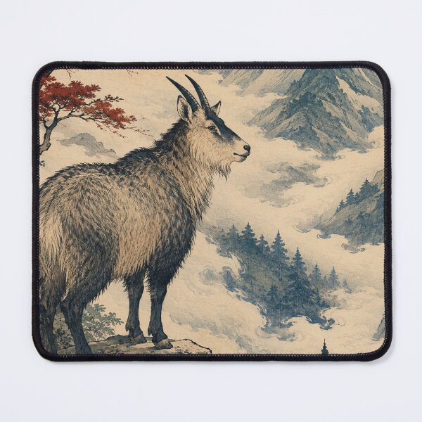 Item preview, Serow of the Mist - Vintage Japanese Wildlife Ukiyo-e Woodblock designed and sold by bapupa.
