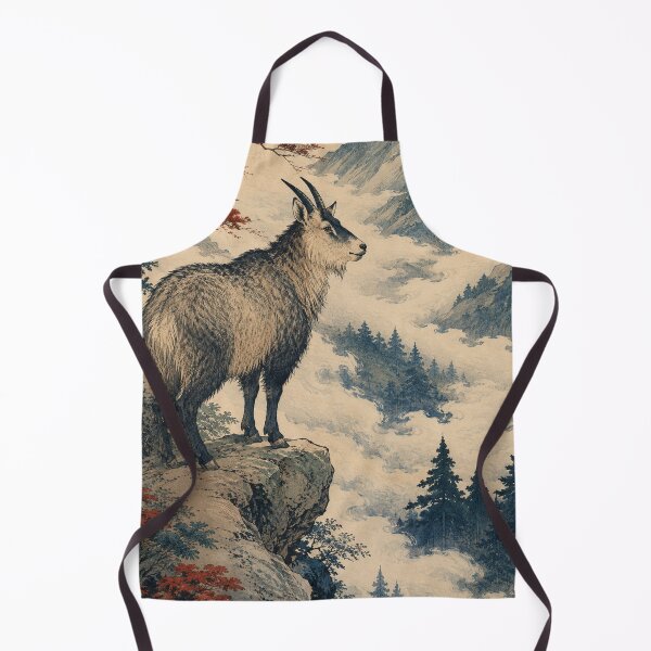 Item preview, Serow of the Mist - Vintage Japanese Wildlife Ukiyo-e Woodblock designed and sold by bapupa.