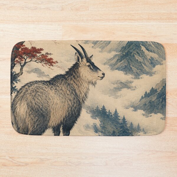 Aperçu de l'œuvre Serow de la brume - Estampe japonaise ancienne Ukiyo-e représentant la faune sauvage créée et vendue par bapupa.