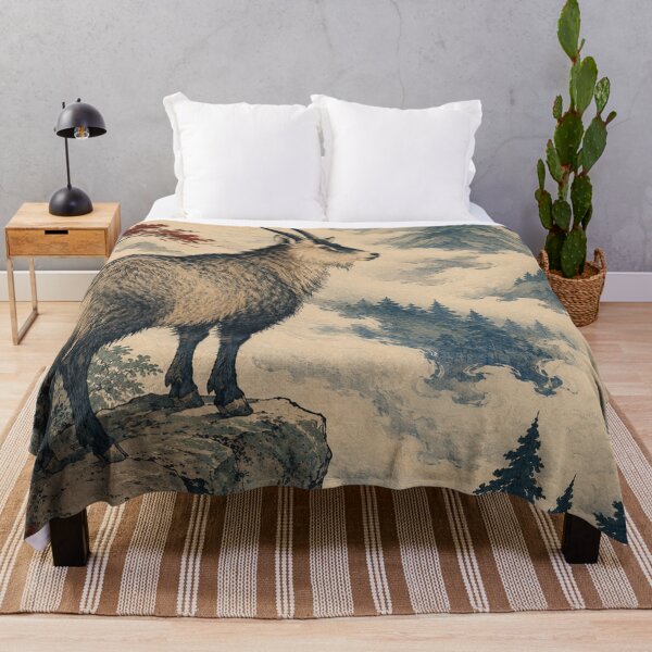 Item preview, Serow of the Mist - Vintage Japanese Wildlife Ukiyo-e Woodblock  designed and sold by bapupa.