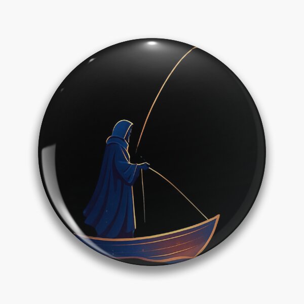 Item preview, Hooded Fisherman on a Boat — Mystical Night Fishing Art designed and sold by insplate.