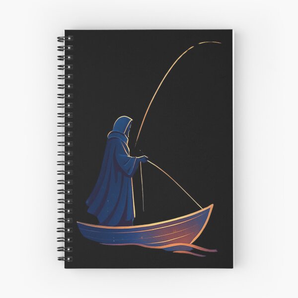Item preview, Hooded Fisherman on a Boat — Mystical Night Fishing Art designed and sold by insplate.