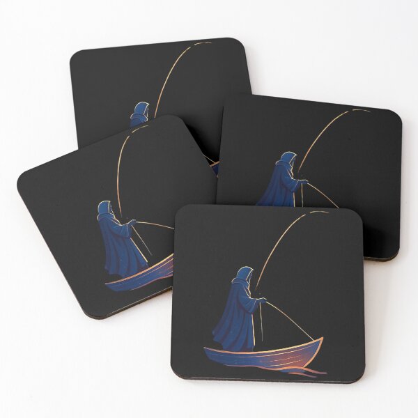 Item preview, Hooded Fisherman on a Boat — Mystical Night Fishing Art designed and sold by insplate.