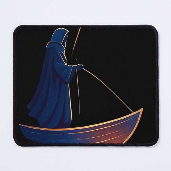 Item preview, Hooded Fisherman on a Boat — Mystical Night Fishing Art designed and sold by insplate.