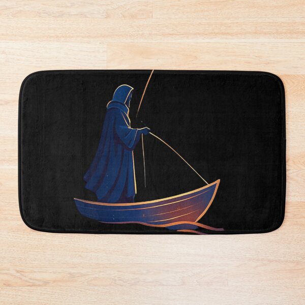 Item preview, Hooded Fisherman on a Boat — Mystical Night Fishing Art designed and sold by insplate.