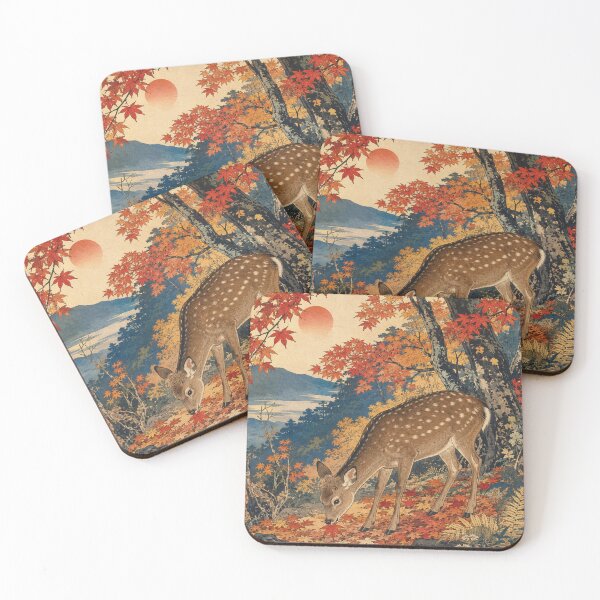 Item preview, Sika Deer Silence - Vintage Japanese Wildlife Ukiyo-e Woodblock  designed and sold by bapupa.