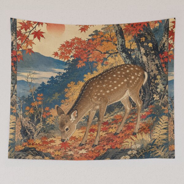 Item preview, Sika Deer Silence - Vintage Japanese Wildlife Ukiyo-e Woodblock  designed and sold by bapupa.