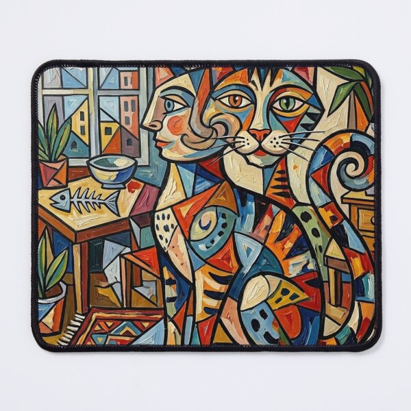 Item preview, Abstract Cubist Cat in a Colorful Interior designed and sold by xsctasy.